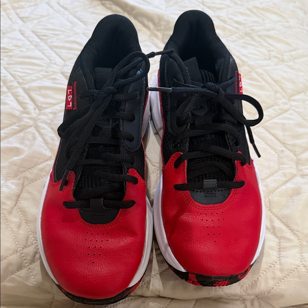 Under Armour Kids Red and Black Basketball LDR Sneakers - Picture 2 of 5